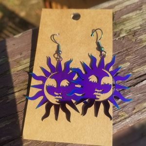 Rainbow color changing Stainless Steel Sun Moon Earrings